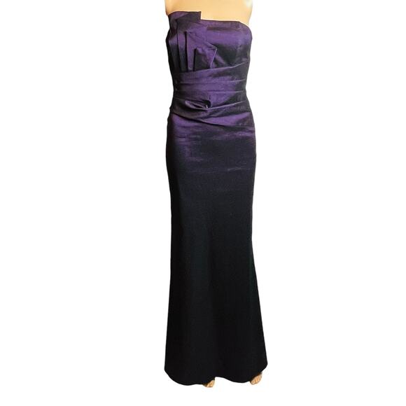 Betsy & Adam Purple Strapless Ruched Bodice Fishtail Hem Evening Maxi Dress 4 - Picture 3 of 12